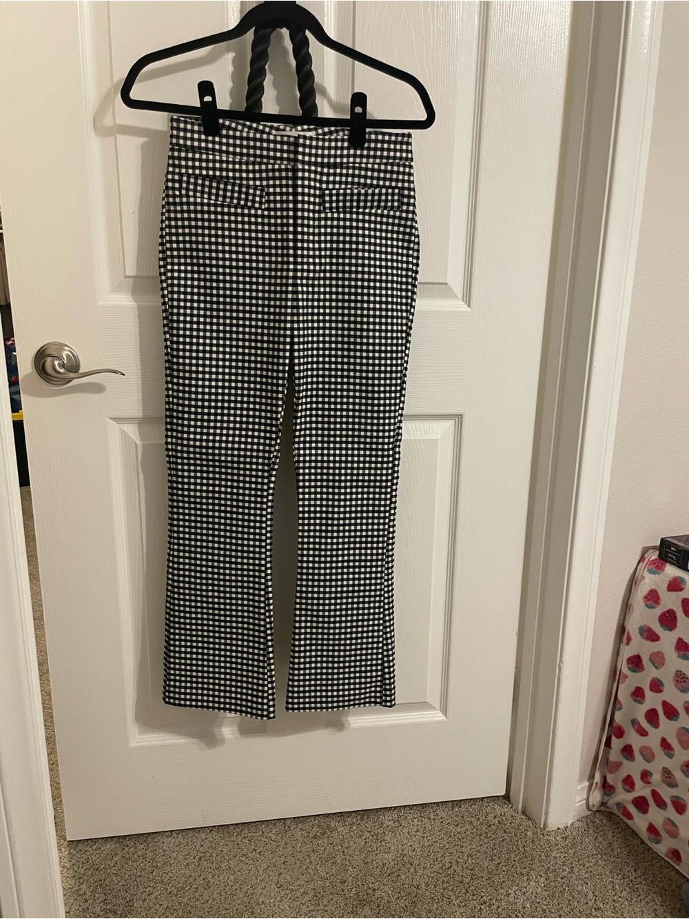 Mango Black and White Gingham Cropped Pants